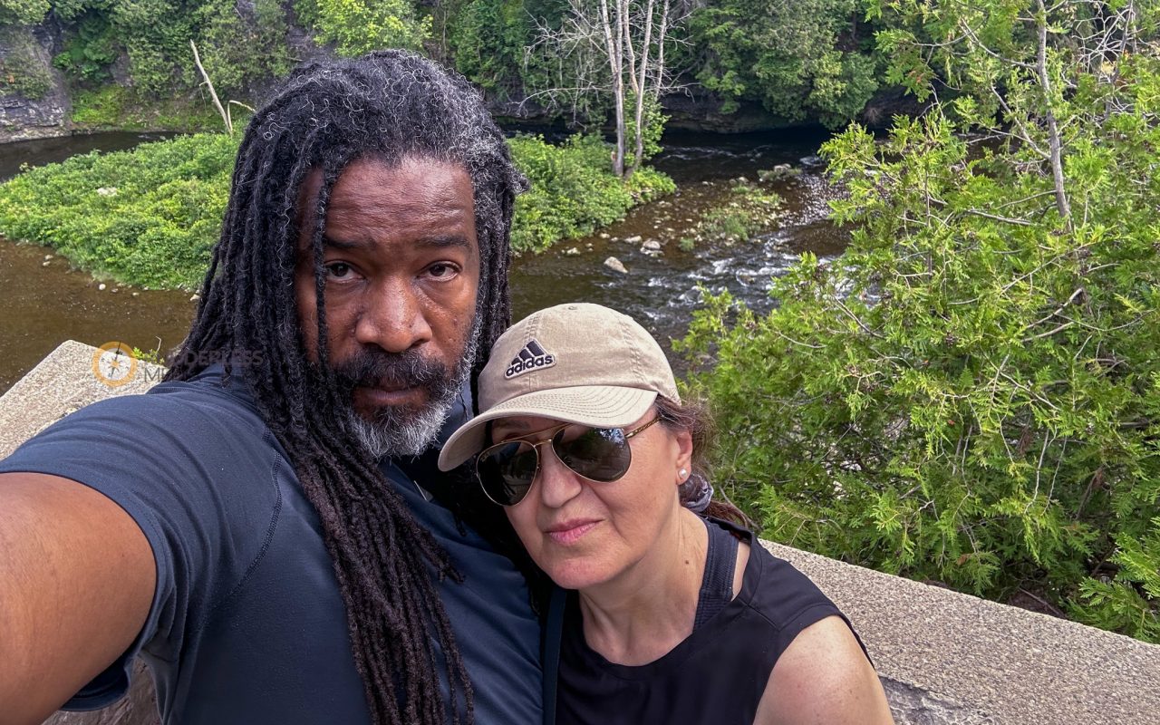 elora gorge - a man and woman taking a selfie