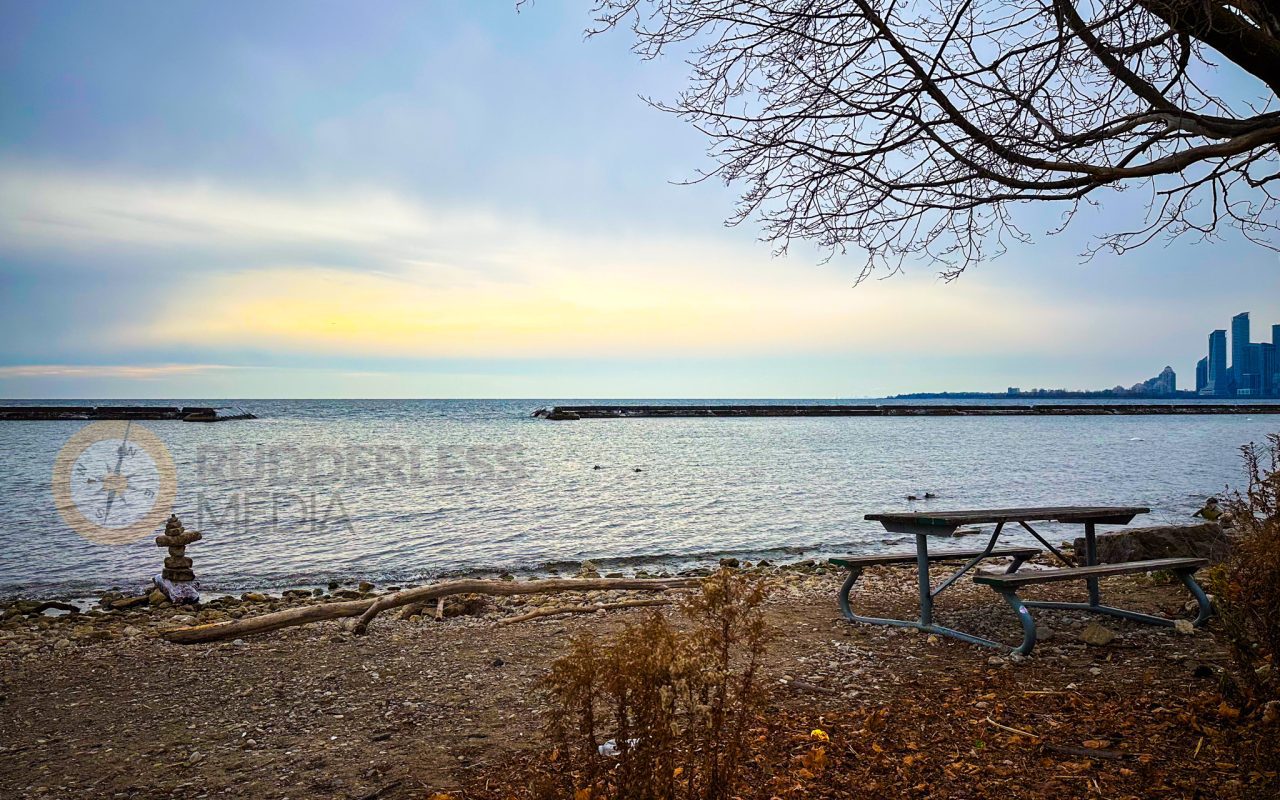 a picnic table on a beach