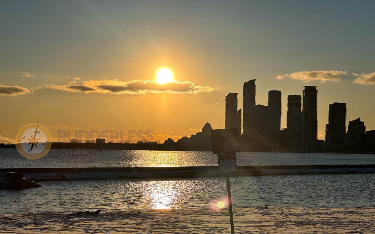 a city skyline in the distance