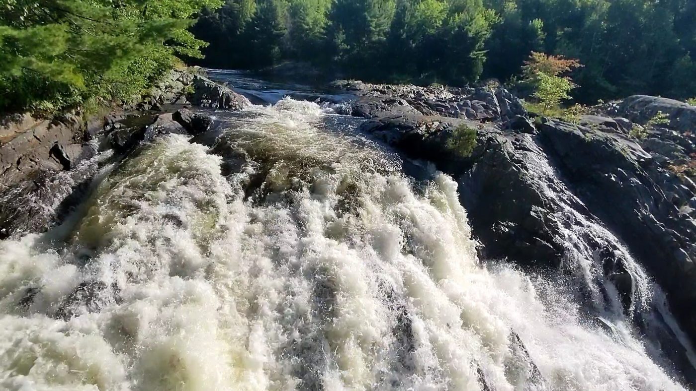 camping in ontario provincial parks - screen grab from a video of the falls at chutes provincial park