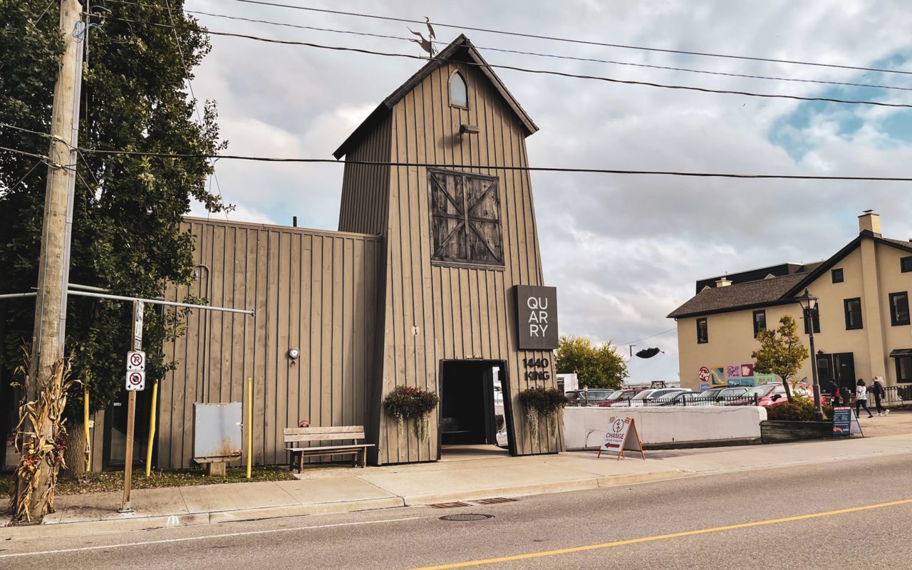 Brown building with a sign that says Quarry | st jacobs country tourism