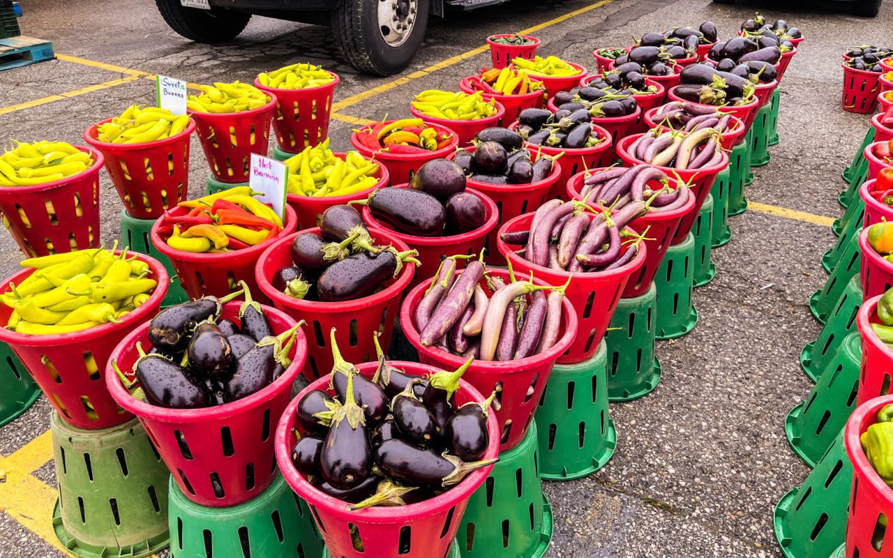 Baskets of produce for sale | st jacobs waterloo